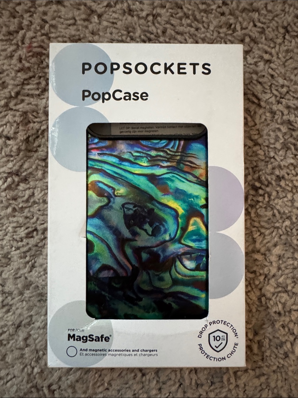 PopSockets PopCase Iridescent Abalone Blue Green Shell Design